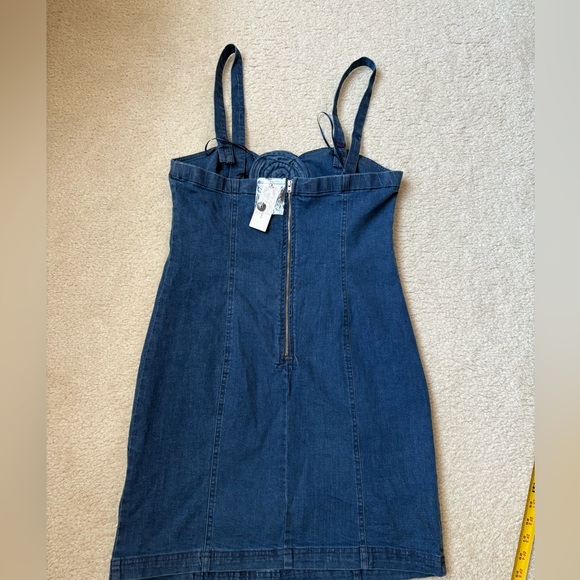 Anthropologie PORRIDGE ROSETTE DENIM SLIM MINI DRESS size Medium New - Picture 6 of 8